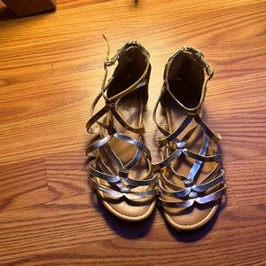 Gold and tan sandals